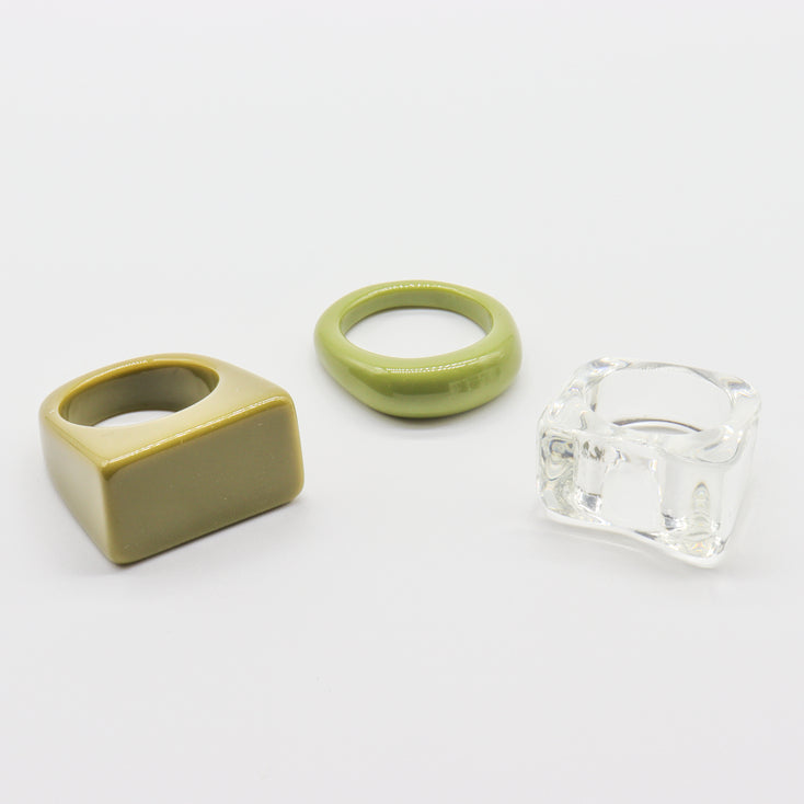 Set de Anéis Green&Transparent